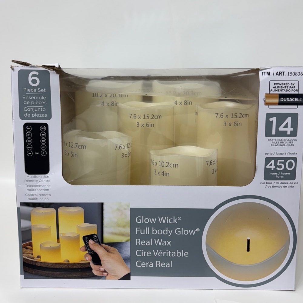 6x Flameless Real Wax Candles Battery Operated with Remote Control - Glow Wick - Picture 3 of 9